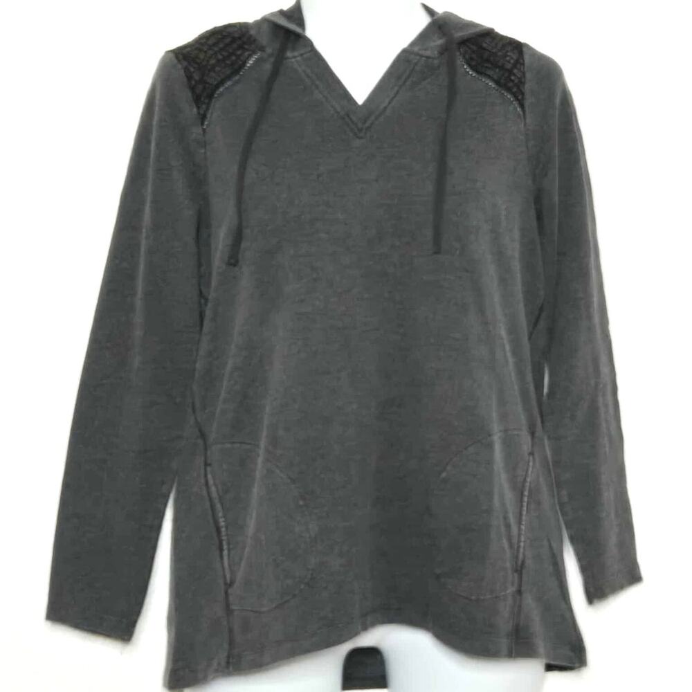 LOGO Life by Lori Goldstein French Terry Pullover Hoodie With Pintuck Size S NWT